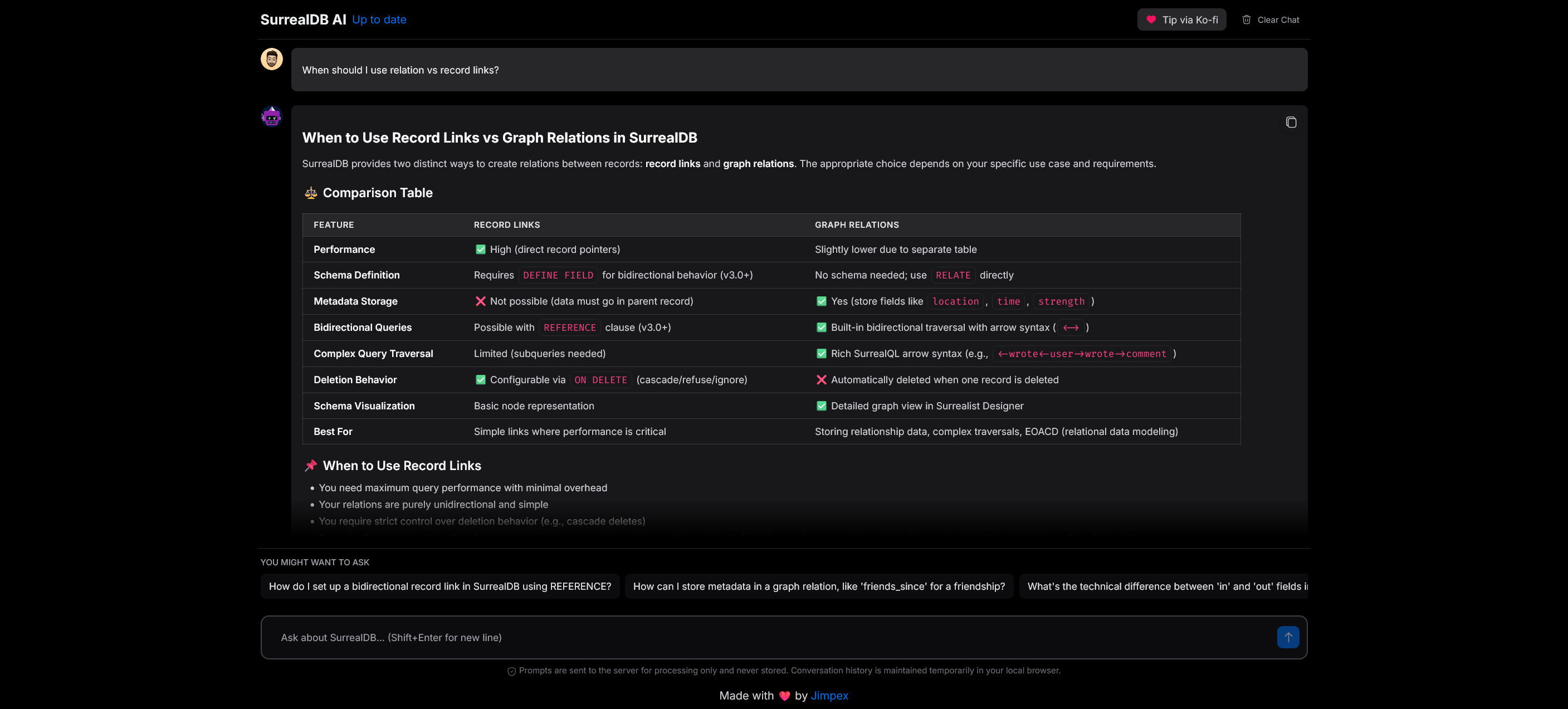 SurrealDB AI Assistant preview